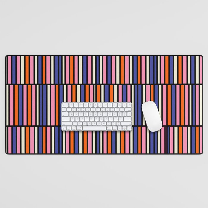 Pop Mod Color Boxes Geometric Retro Pattern Blue Pink Orange Black Desk Mat Gallery Image 1