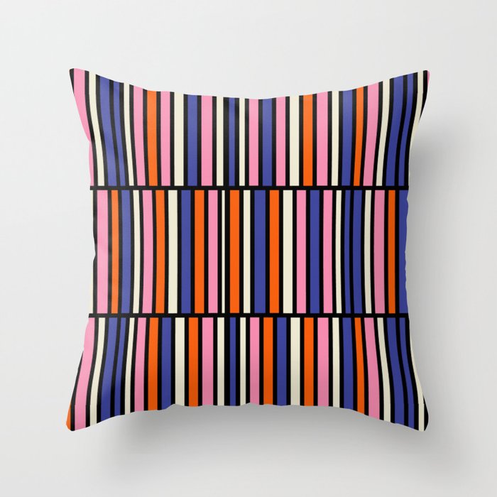 Pop Mod Color Boxes Geometric Retro Pattern Blue Pink Orange Black Throw Pillow Gallery Image 6