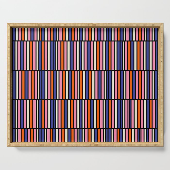 Pop Mod Color Boxes Geometric Retro Pattern Blue Pink Orange Black Serving Tray Gallery Image 1