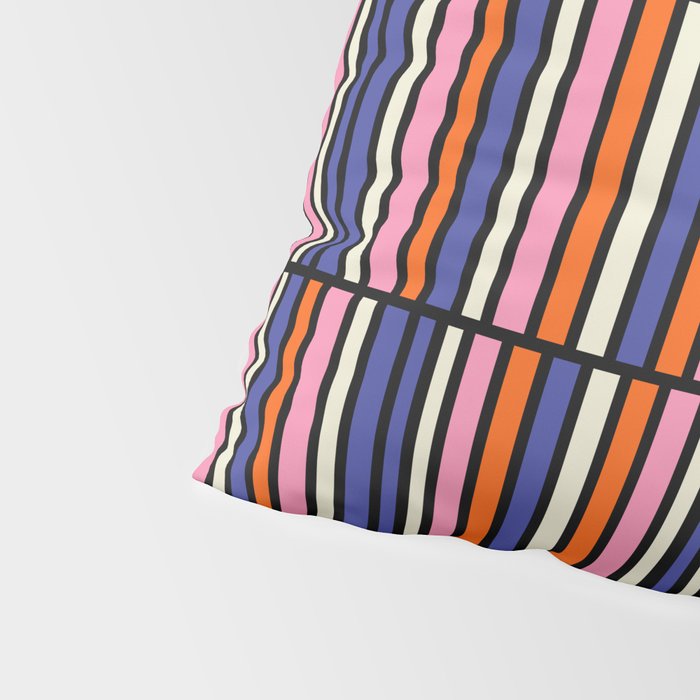 Pop Mod Color Boxes Geometric Retro Pattern Blue Pink Orange Black Pillow Sham Gallery Image 4