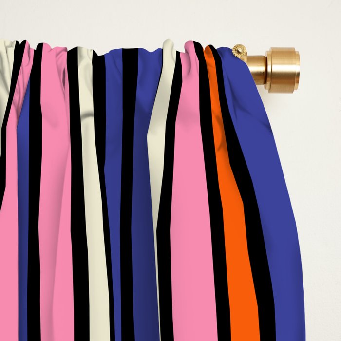 Pop Mod Color Boxes Geometric Retro Pattern Blue Pink Orange Black Window Curtain Gallery Image 2