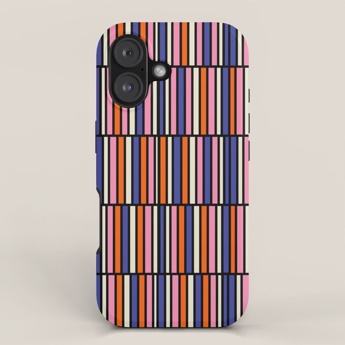 Pop Mod Color Boxes Geometric Retro Pattern Blue Pink Orange Black iPhone Case Gallery Image 1
