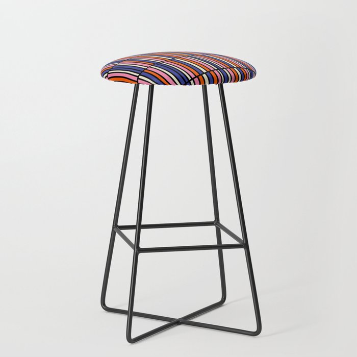 Pop Mod Color Boxes Geometric Retro Pattern Blue Pink Orange Black Stool Gallery Image 1