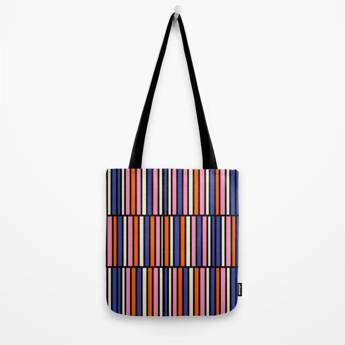 Pop Mod Color Boxes Geometric Retro Pattern Blue Pink Orange Black Tote Bag Gallery Image 2