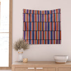 Pop Mod Color Boxes Geometric Retro Pattern Blue Pink Orange Black Wall Tapestry Gallery Image 2
