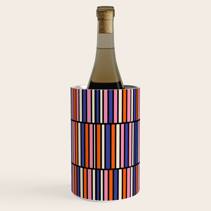 Pop Mod Color Boxes Geometric Retro Pattern Blue Pink Orange Black Wine Chiller Gallery Image 1