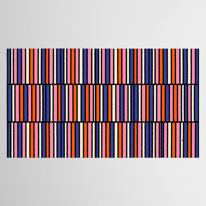 Pop Mod Color Boxes Geometric Retro Pattern Blue Pink Orange Black Tablecloth Gallery Image 2