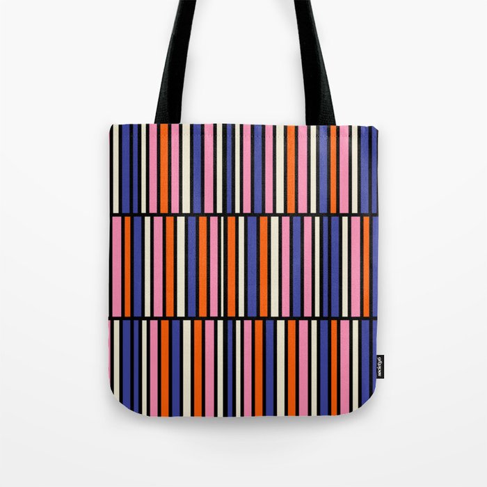 Pop Mod Color Boxes Geometric Retro Pattern Blue Pink Orange Black Tote Bag Gallery Image 1