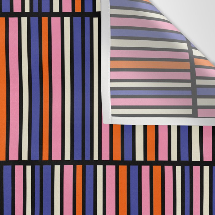 Pop Mod Color Boxes Geometric Retro Pattern Blue Pink Orange Black Wall Tapestry Gallery Image 3