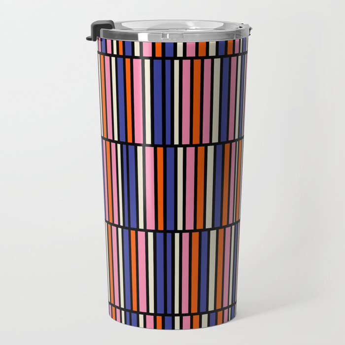 Pop Mod Color Boxes Geometric Retro Pattern Blue Pink Orange Black Travel Mug Gallery Image 3