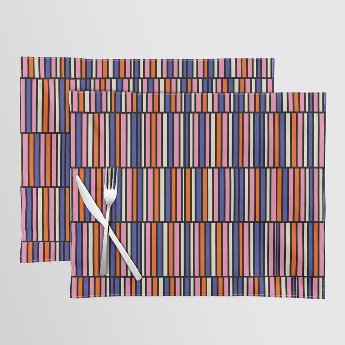 Pop Mod Color Boxes Geometric Retro Pattern Blue Pink Orange Black Placemat Gallery Image 1