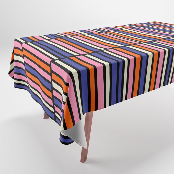 Pop Mod Color Boxes Geometric Retro Pattern Blue Pink Orange Black Tablecloth Gallery Image 1