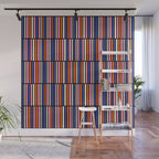 Pop Mod Color Boxes Geometric Retro Pattern Blue Pink Orange Black Wall Mural Gallery Image 1