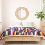 Pop Mod Color Boxes Geometric Retro Pattern Blue Pink Orange Black Duvet Cover Gallery Image 3
