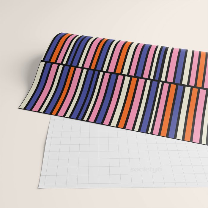 Pop Mod Color Boxes Geometric Retro Pattern Blue Pink Orange Black Wrapping Paper Gallery Image 2
