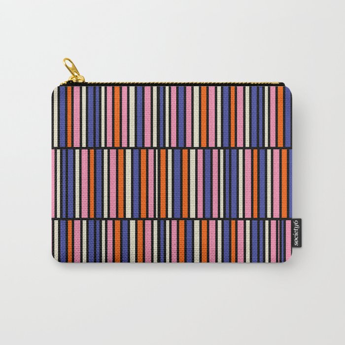 Pop Mod Color Boxes Geometric Retro Pattern Blue Pink Orange Black Carry All Pouch Gallery Image 1