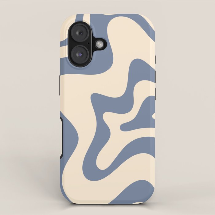 Liquid Swirl Abstract in Stone Blue and Cream  iPhone Case Gallery Image 1
