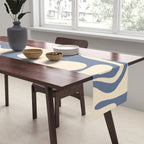 Liquid Swirl Abstract in Stone Blue and Cream  Table Runner Gallery Image 2