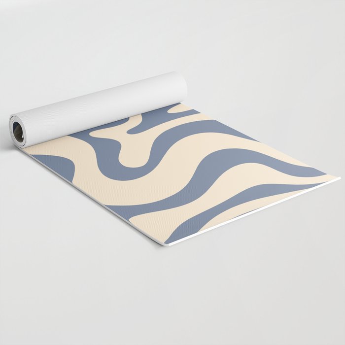 Liquid Swirl Abstract in Stone Blue and Cream  Yoga Mat Gallery Image 2