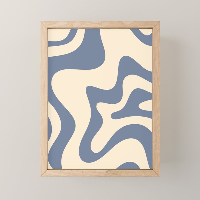 Liquid Swirl Abstract in Stone Blue and Cream  Mini Art Print Gallery Image 1
