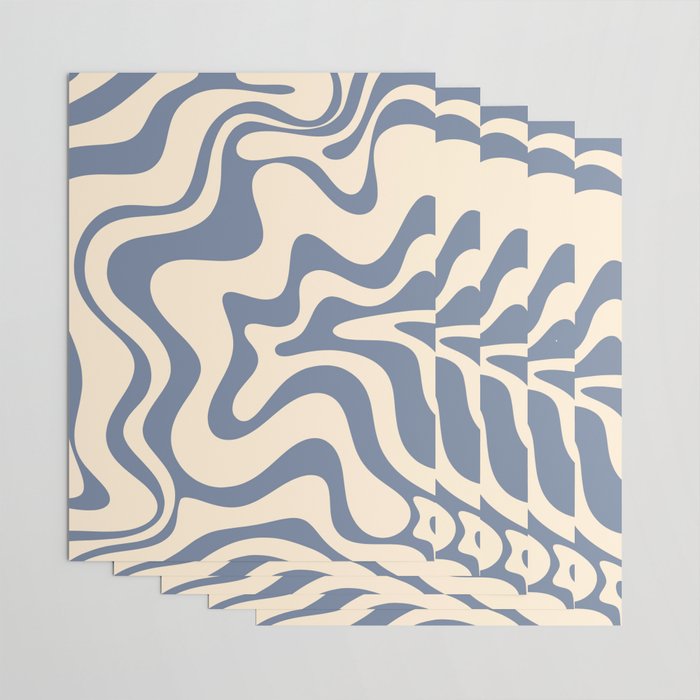 Liquid Swirl Abstract in Stone Blue and Cream  Wrapping Paper Gallery Image 3