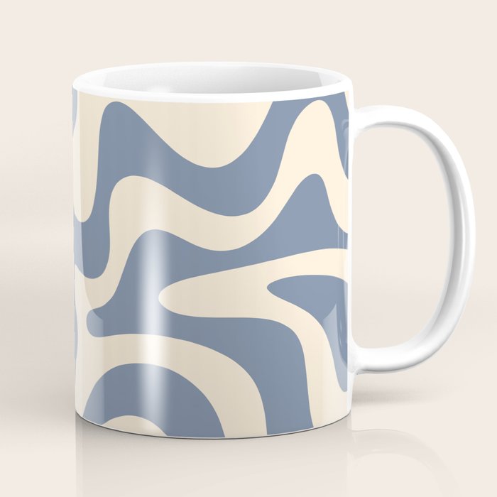 Liquid Swirl Abstract in Stone Blue and Cream  Coffee Mug Gallery Image 1