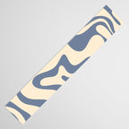 Liquid Swirl Abstract in Stone Blue and Cream  Table Runner Gallery Image 3