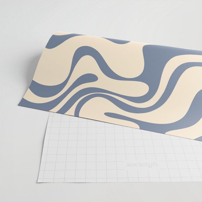 Liquid Swirl Abstract in Stone Blue and Cream  Wrapping Paper Gallery Image 2