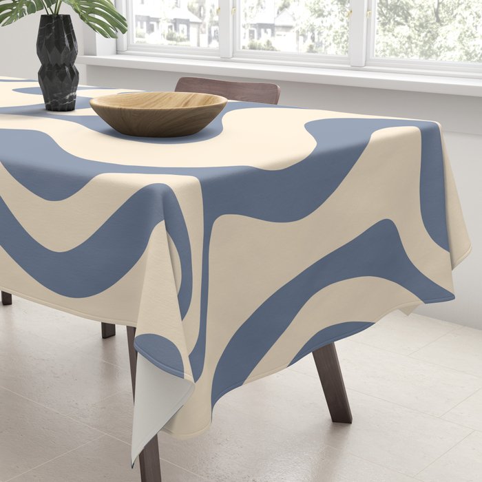 Liquid Swirl Abstract in Stone Blue and Cream  Tablecloth Gallery Image 3