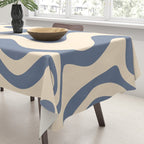 Liquid Swirl Abstract in Stone Blue and Cream  Tablecloth Gallery Image 3