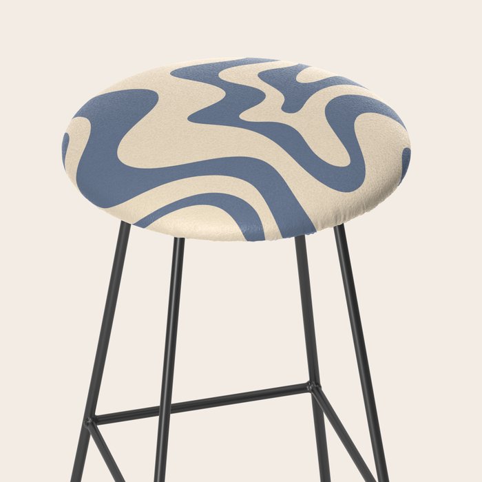 Liquid Swirl Abstract in Stone Blue and Cream  Stool Gallery Image 2