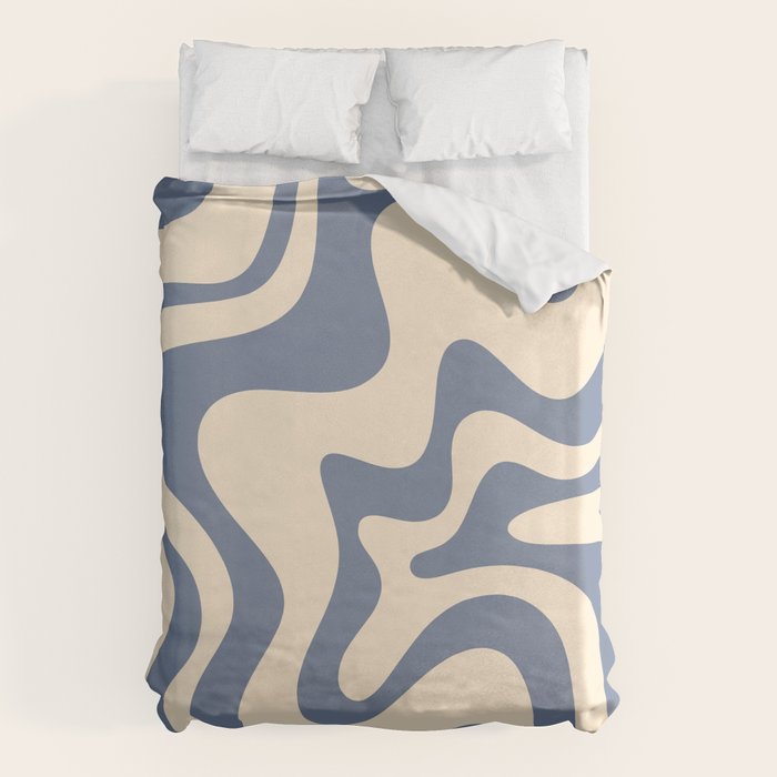 Liquid Swirl Abstract in Stone Blue and Cream  Duvet Cover Gallery Image 6