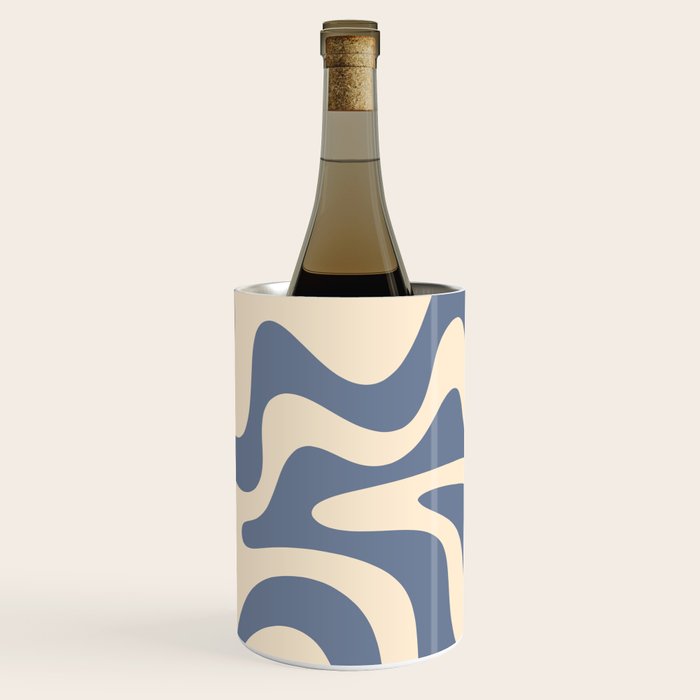 Liquid Swirl Abstract in Stone Blue and Cream  Wine Chiller Gallery Image 3