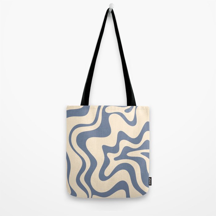 Liquid Swirl Abstract in Stone Blue and Cream  Tote Bag Gallery Image 2