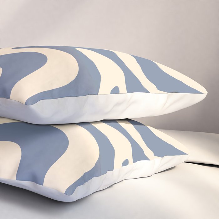 Liquid Swirl Abstract in Stone Blue and Cream  Pillow Sham Gallery Image 3
