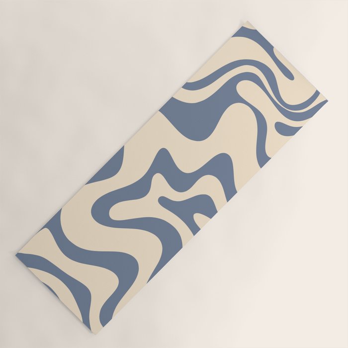 Liquid Swirl Abstract in Stone Blue and Cream  Yoga Mat Gallery Image 1