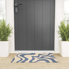 Liquid Swirl Abstract in Stone Blue and Cream  Welcome Mat Gallery Image 3