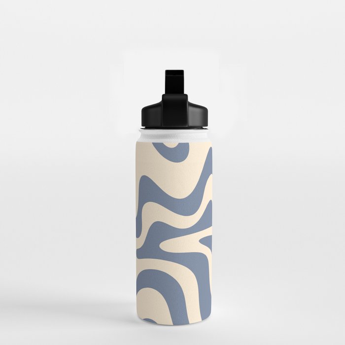 Liquid Swirl Abstract in Stone Blue and Cream  Water Bottle Gallery Image 2