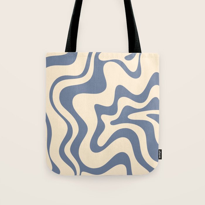 Liquid Swirl Abstract in Stone Blue and Cream  Tote Bag Gallery Image 1