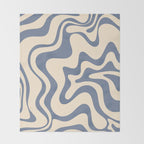 Liquid Swirl Abstract in Stone Blue and Cream  Throw Blanket Gallery Image 2