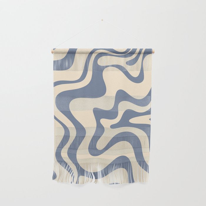 Liquid Swirl Abstract in Stone Blue and Cream  Wall Hanging Gallery Image 1