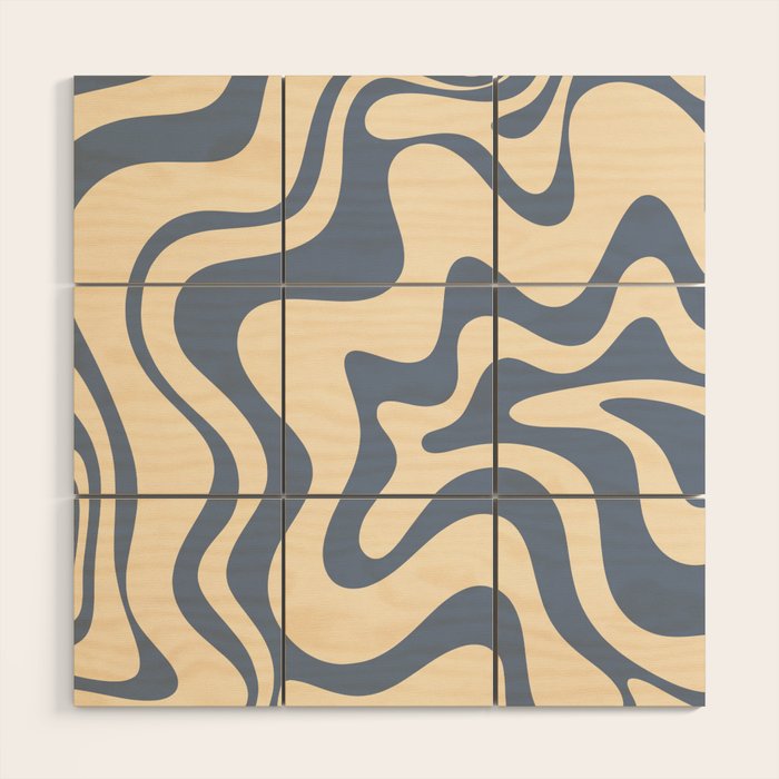 Liquid Swirl Abstract in Stone Blue and Cream  Wood Wall Art Gallery Image 1