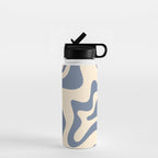 Liquid Swirl Abstract in Stone Blue and Cream  Water Bottle Gallery Image 1