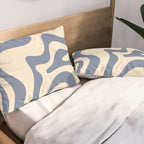Liquid Swirl Abstract in Stone Blue and Cream  Pillow Sham Gallery Image 2