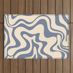 Liquid Swirl Abstract in Stone Blue and Cream  Outdoor Rug Gallery Image 1