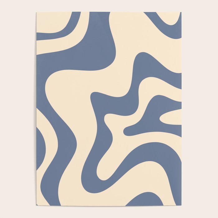 Liquid Swirl Abstract in Stone Blue and Cream  Poster Gallery Image 4