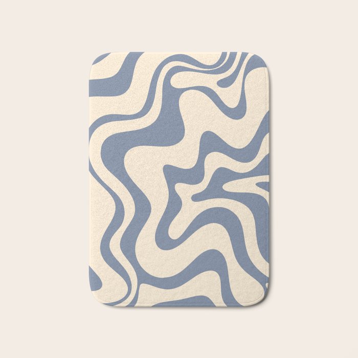 Liquid Swirl Abstract in Stone Blue and Cream  Bath Mat Gallery Image 1