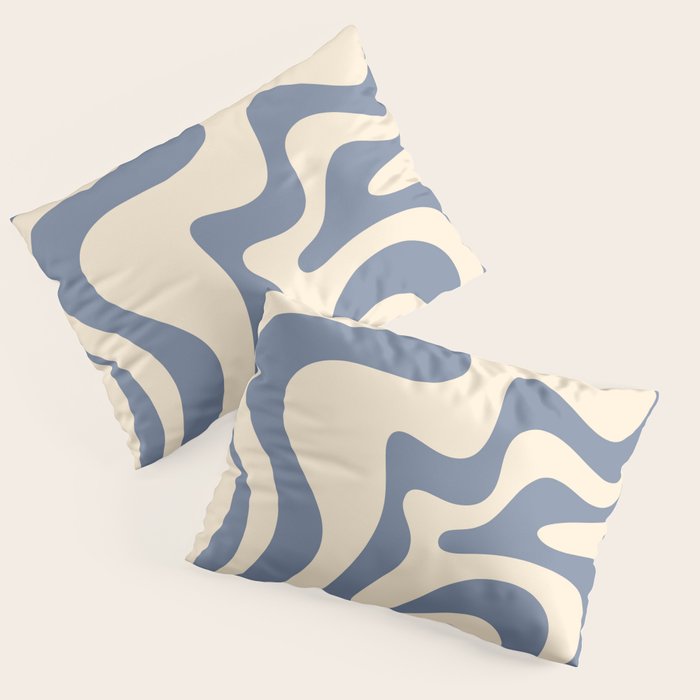 Liquid Swirl Abstract in Stone Blue and Cream  Pillow Sham Gallery Image 1