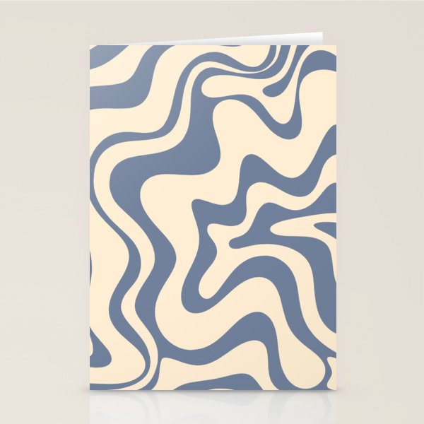 Liquid Swirl Abstract in Stone Blue and Cream  Stationery Card Gallery Image 1