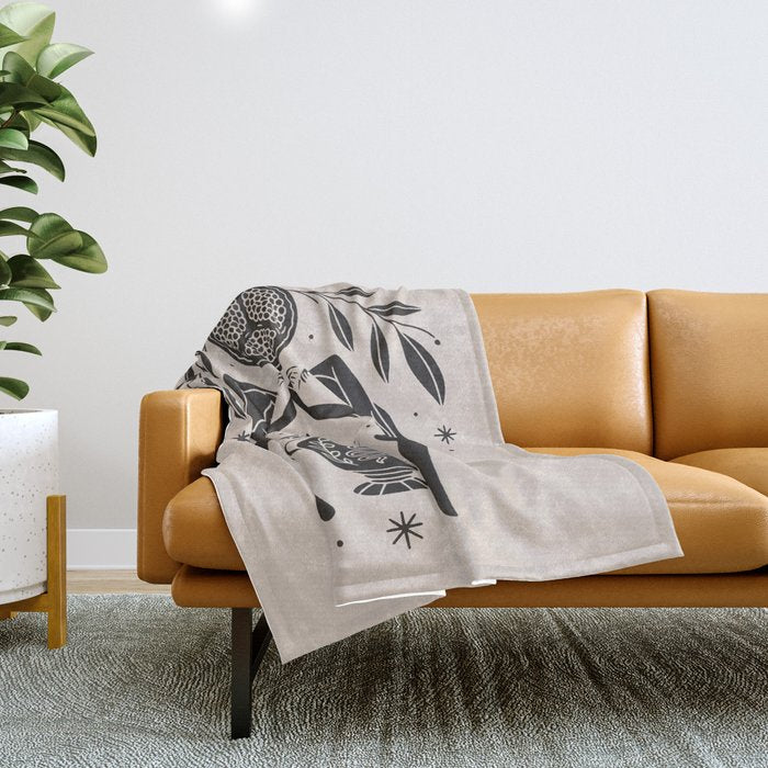 Persephone - Black Throw Blanket Gallery Image 1